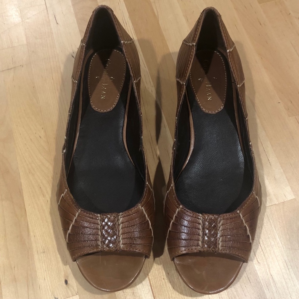 Cole Haan Nike Air Leather Open Toe Flats